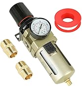 Hromee 1/2 Inch Compressed Filter Regulator Combo, Air Compressor Water Oil Trap Separator with P...