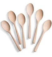 Hefild 7.3inch Small Wooden Spoons, 6PCS Uncoated Beech Plain Small Wooden Spoons Set, Table Spoo...