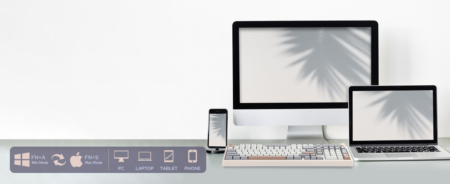 a computer, a phone, a keyboard, and a phone.