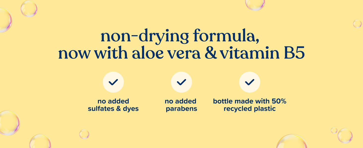 non-drying formula with aloe vera and vitamin B5 no added sulfates dyes paraben