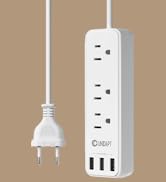 European Travel Plug Adapter, Unidapt International Power Strip, US to Europe USB Extension Cable...