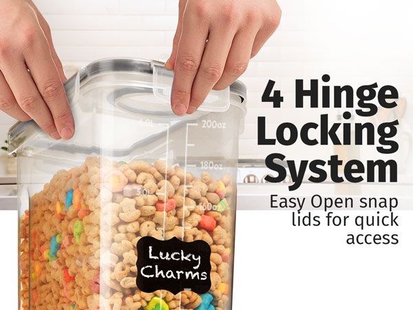 food storage containers with lids for pantry, airtight cereal containers, plastic cereal containers