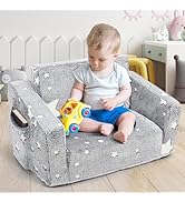 FCCABIN Toddler Sofa, Kids Couch, Fold Out Flip Out Sofa Chair, Children Convertible Sofa to Loun...