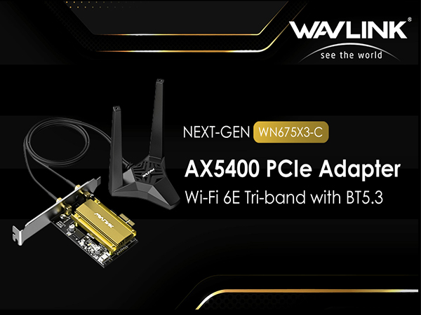 Wavlink PCIE WiFi Card for desktop pc Tri-band with Bluetooth 5.3 2024 New