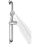 Stainless Steel Grab Bar Set – Includes Handheld Shower Head with extra long hose , shower head a...