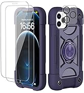 Cookiver for iPhone 12 Pro Max Case 6.7 Inch with Ring Stand, with 2 Pack Glass Screen Protector ...