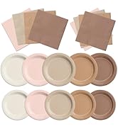CMUSKO Boho Baby Shower Decorations - 60Pcs Neutral Gradient Brown Plates and Napkins Kit Espress...