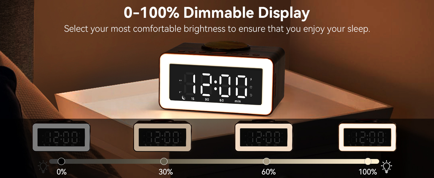 alarm clock aesthetic wireless charging bluetooth speaker bedroom wooden clocks for bedrooms