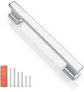 KNOBWELL 10 Pack Polished Chrome Solid Cabinet Pulls 5 Inch(128mm) Hole Center Kitchen Cabinet Ha...