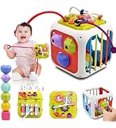 AiTuiTui Multifunction Baby Sensory Montessori Activity Cube Toys, Shape Sorter Early Learning Ed...