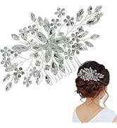 Rhinestone Bride Hair Comb Wedding Hair Comb Silver Crystal Hair Pieces Leaf Bridal Headpieces Br...