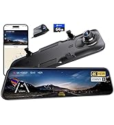 Pelsee S12 Pro Mirror Dash Cam with STARVIS 2 Sensor, Rear View Mirror Camera 5.8GHz WiFi, 4K Fro...