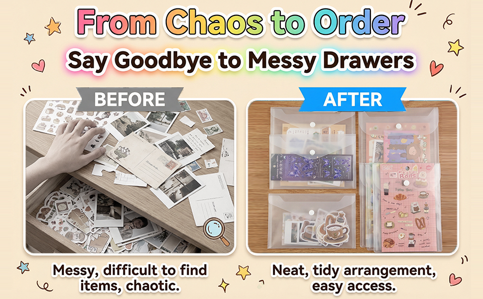 plastic envelopes sticker storage