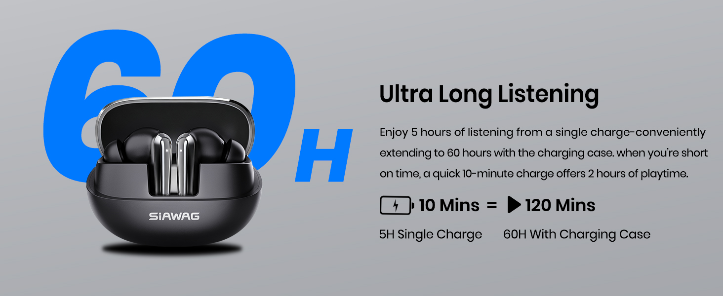 Ear Buds Wireless Earbuds Bluetooth Headphones with 70H Playtime Stereo Sound, Sports Earphones