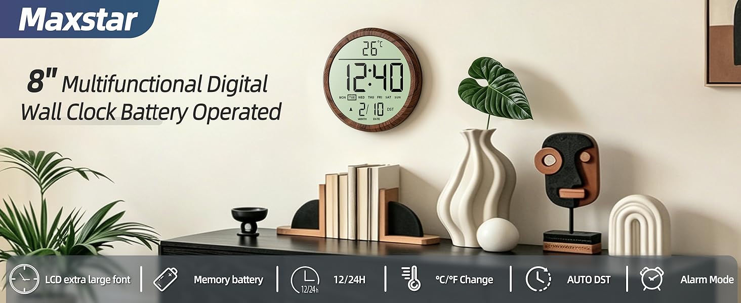 LCD digital wall clock