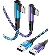 USB C Cable Right Angle [2Pack/6ft] 3.1A USB to USB C Fast Charging Cord, 90 Degree Braided Type ...