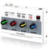 PROAR 4 Channel Headphone Amplifier 7 Color Light Headphones Amp for Music Studio with Mono/Stere...