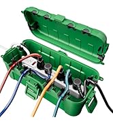 RESTMO Outdoor Electrical Box, IP54 Weatherproof Extension Cord Cover with 6 Cable Entry Ports, W...