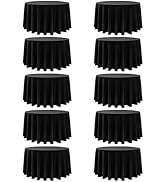 Dailyset 10-Pack Black Round Tablecloths, 108 Inches, Stain-Resistant Polyester for 4-5 Ft Round ...
