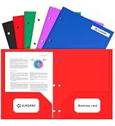 SUNQEBO Folders with Pockets 3 Hole Punch, 6 Pack Paper File Folders Fit Letter Size Paper, Pocke...