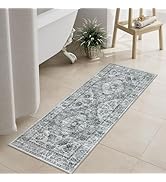 Uphome Gray Bathroom Rugs, Distressed Farmhouse Boho Bath Mat, Non Slip Washable Soft Velvet Bath...