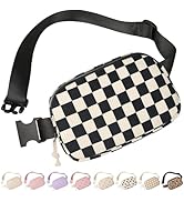 Vankor Black and White Checkered Fanny Packs for Women Men Corduroy, Everywhere Belt Bag for Wome...