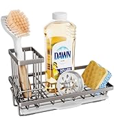 SWTYMIKI Sink Caddy Sponge Holder - Kitchen Sink Organizer with High Brush Holder for Countertop ...