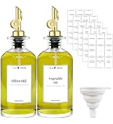 Olive Oil Dispenser Bottle for Kitchen, Glass Cooking Oil and Vinegar Dispenser Set, Olive Oil Co...