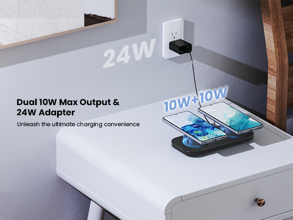 TAMOXI 2 In 1 Dual Wireless Charging Pad 10W Max