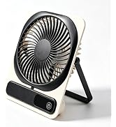 Qoqooice Portable Desk Small Personal Fan Rechargeable 180°Foldable 5 Speeds Adjustable Long Batt...