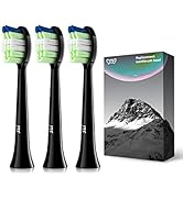 JTF Sonic Smart Toothbrush Genuine Standard Brush Heads, 3 Pack, Black, P200
