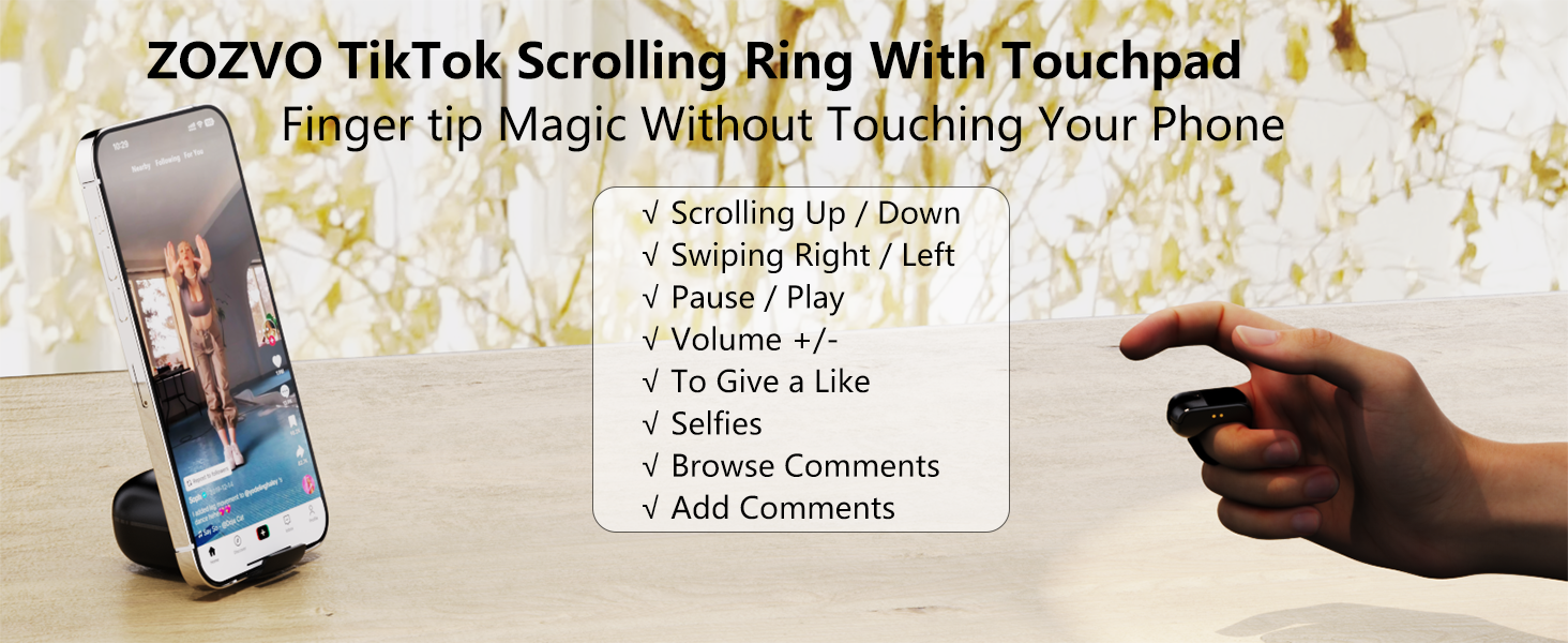 ZOZVO Tiktok Scrolling Ring With Touchpad