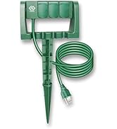 OSKOS Outdoor Power Stake, 3 Grounded Outlets with 90º Rotating Function and Safety Cover, 6FT Co...