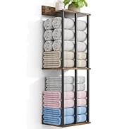 WeGXY Towel Racks for Bathroom Wall Mounted with Wooden Storage Shelf, Updated 3 Bar Metal Towel ...