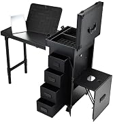 Joligrace Rolling Manicure Table with Pedicure Chair 4 Drawers Rolling Makeup Case Foldable Nail ...