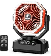 20000mAh Camping Fan, Up to 70H Runtime Rechargeable Battery Powered Fan with 120° Auto Oscillati...
