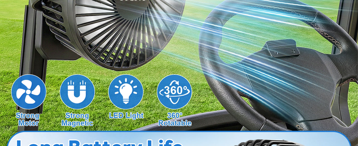 golf cart fan portable fan rechargeable magnetic fan battery operated fan golf cart accessories