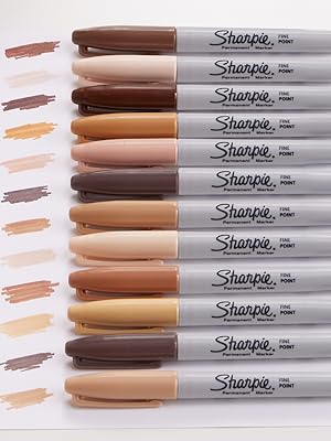 Line Up of Sharpie Portrait Markers with a swatch of each color