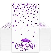 JarThenaAMCS 50Pcs Graduation Guest Napkins Disposable Paper Napkins Purple Foil Dots Graduation ...