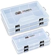 RUNCL Fishing Tackle Box, 4 Packs Plastic Storage Box with Removable Dividers, 3500/3600 Tackle B...