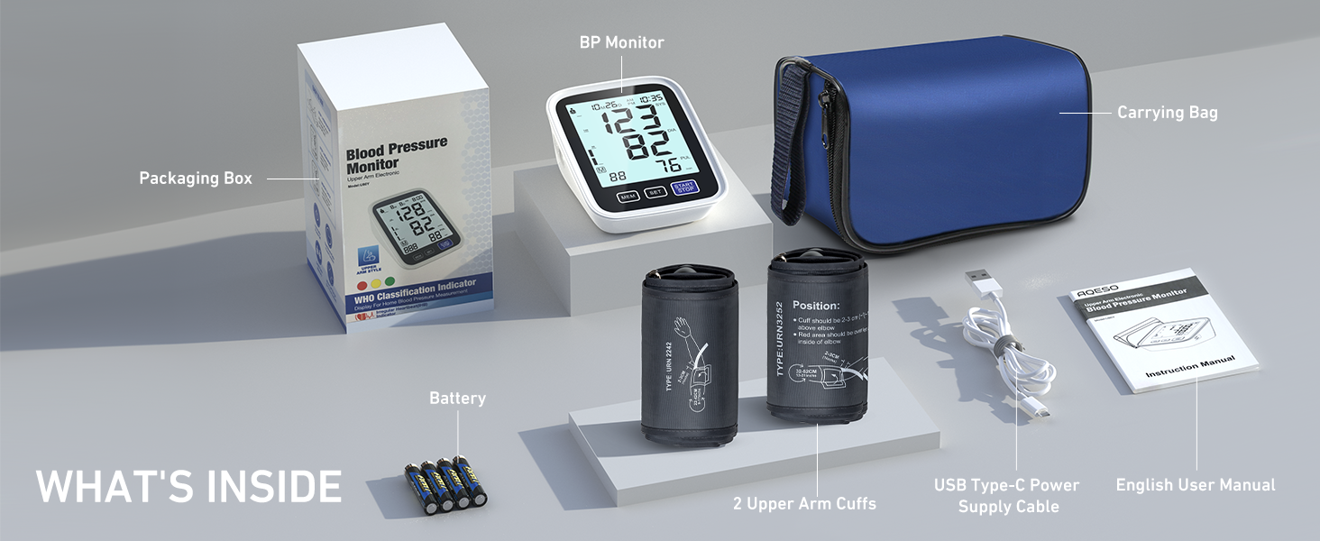 AQESO Blood Pressure Monitor - All in One Package