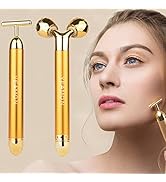 Yeamon 2 in 1 Face Massager Golden Facial Electric 3D Roller and T Shape Arm Eye Nose Massager Sk...