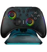 ASRVA Wireless Pro Controller for Switch 2, Hall Effect Joystick, 9-Axis, Transparent Blue, Charg...