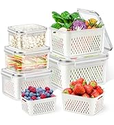 TBMax 10 Pieces Fruit Storage Containers for Fridge Organizers and Storage, 5 Pack Large Produce ...