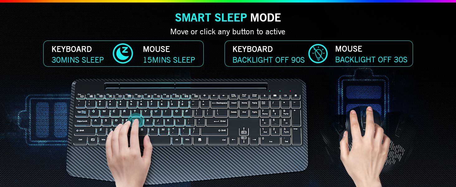 wireless keyboard and mouse smart sleep mode power saving