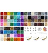 Ybxjges 42000Pcs 2mm Glass Seed Beads 12/0 Small Tiny Beads Kit with 300Pcs Alphabet Letter Beads...