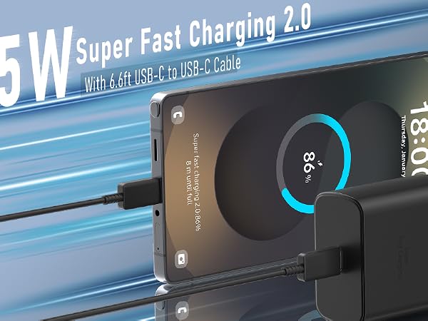 Samsung galaxy s25 ultra fast charger type c charger fast charging 10ft samsung phone charger