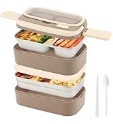 MEKOTRIN Lunch Box, Stackable 2 Layer Bento Box for Men Women, 47.3oz/1400ml Reusable Leak-Proof ...