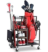 FHXZH Golf Bags Storage Garage Organizer Golf Bag Stand for Golf Bags, Clubs, Balls, Golf Equipme...