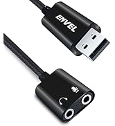 ENVEL USB to 3.5mm Audio Adapter,Aux to USB Stereo Sound Card with Dual TRS 3-Pole 3.5mm Headphon...